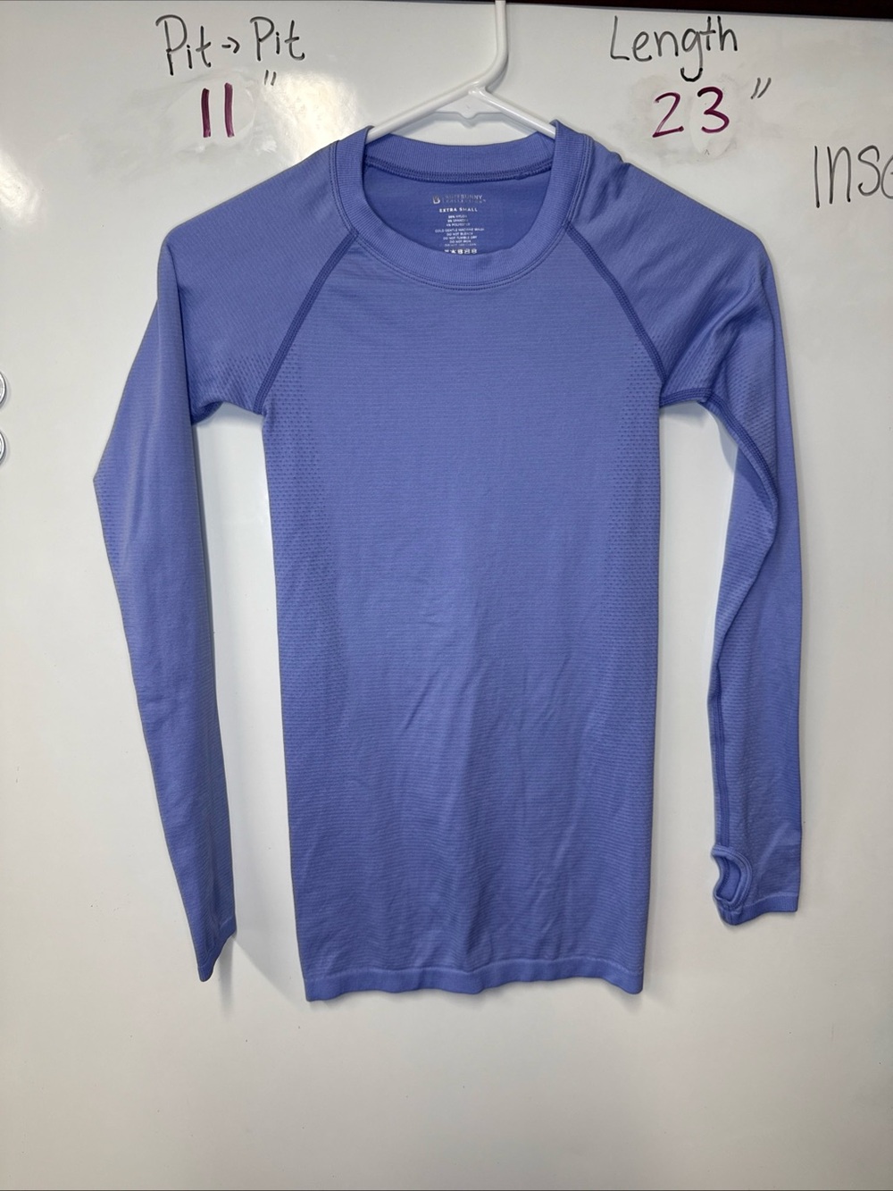 BuffBunny Long Sleeve compression Performance Top in Light Blue size xs